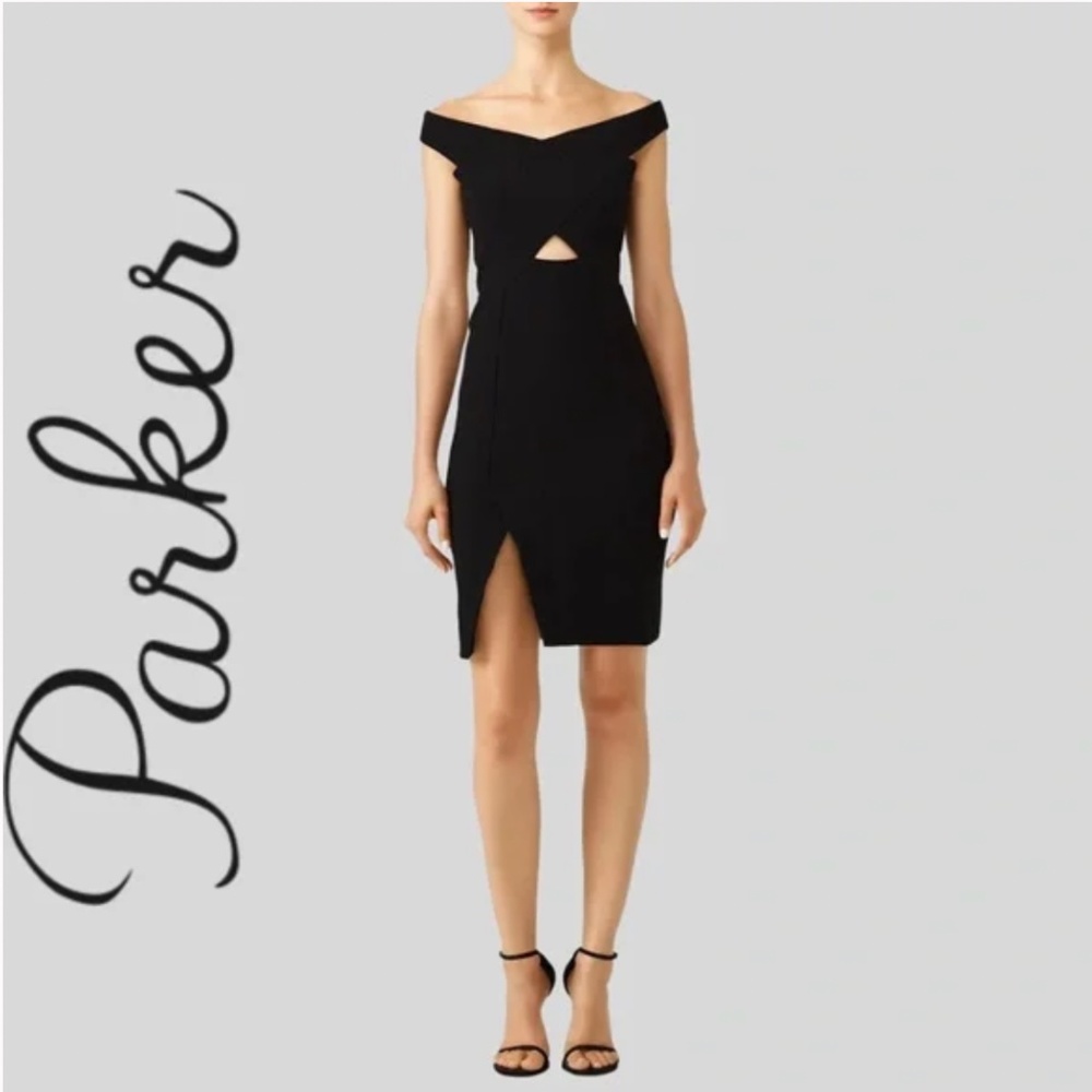 NWOT Parker Black Off The Shoulder Cut Out Detail Mini Aquarius Dress Size S